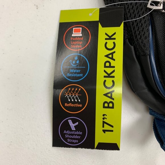 Jurassic World 17" Backpack Padded Laptop Sleeve Water-Resistant Blue Dinosaur - Picture 3 of 10